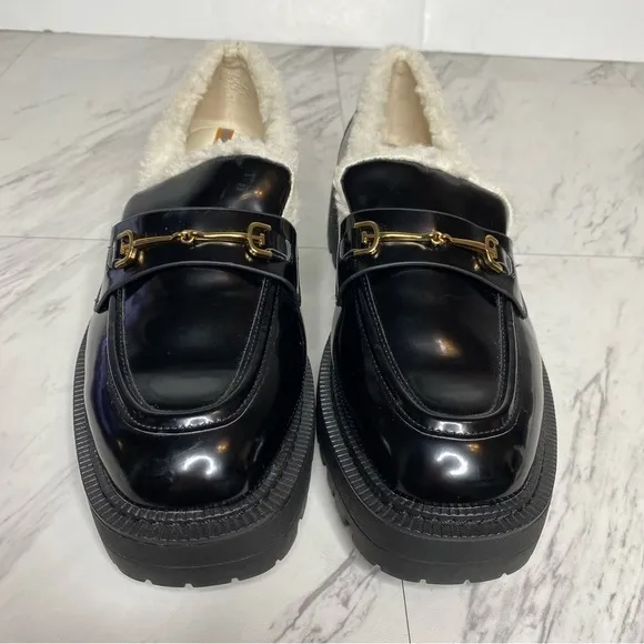 Sam Edelman Laurs Cozy Faux Fur Lug Sole Black Loafer 9M