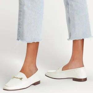 Sam Edelman Lior Bit Loafers White Leather Flats Slip-On Preppy Women's Size 9