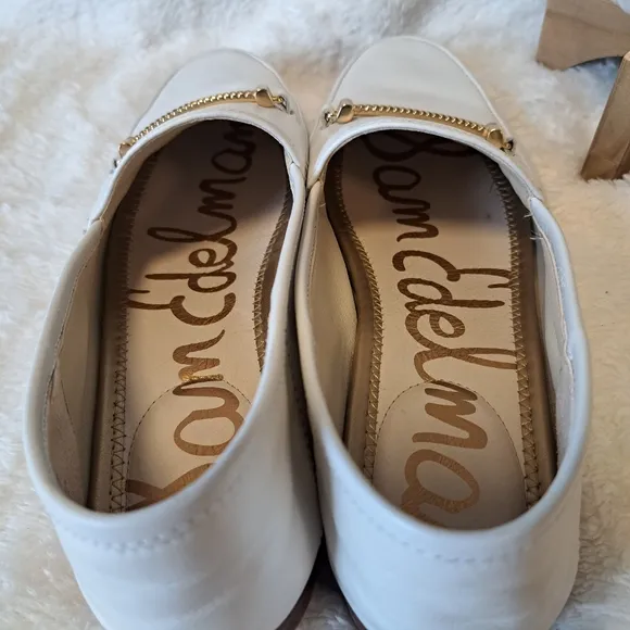 Sam Edelman Lior Bit Loafers White Leather Flats Slip-On Preppy Women's Size 9