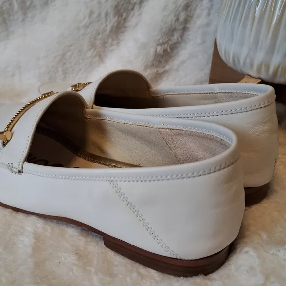 Sam Edelman Lior Bit Loafers White Leather Flats Slip-On Preppy Women's Size 9