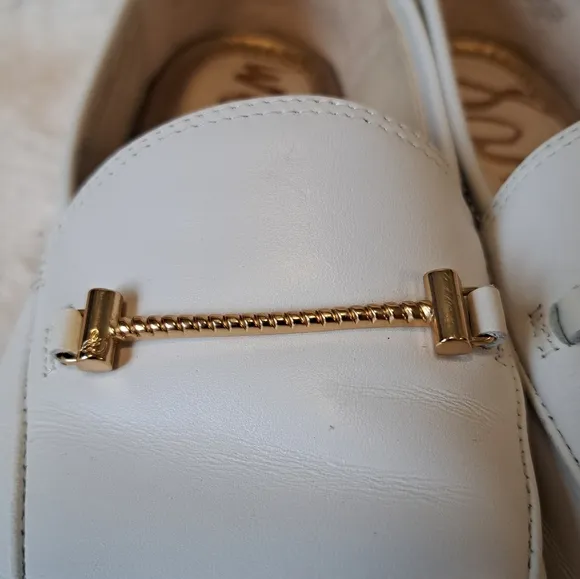 Sam Edelman Lior Bit Loafers White Leather Flats Slip-On Preppy Women's Size 9