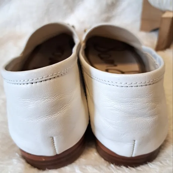 Sam Edelman Lior Bit Loafers White Leather Flats Slip-On Preppy Women's Size 9