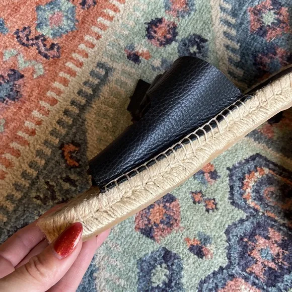 Sam Edelman sandal Becca black buckle leather slip on two strap espadrilles 8