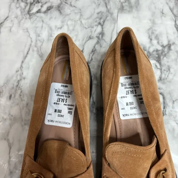 Sam Edelman Taelor Lug Sole Chain Detail leather Loafers Camel size 9 brown tan