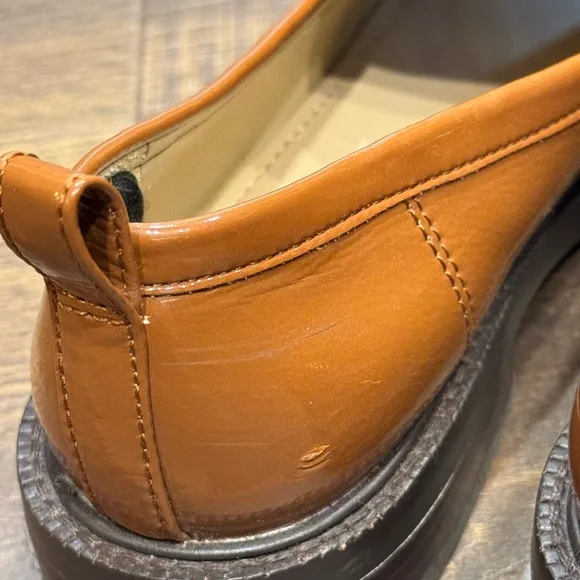 Sam Edelman Tan Loafers with Gold Chain Detail