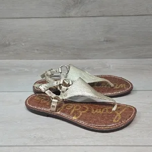 Sam Edelman Women's Greta T Strap  Gold Sandals Flats Shoes Sz 7.5M