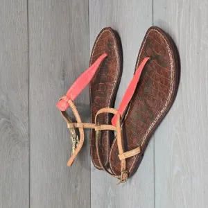 Sam Edelman Womens T strap Leather Thong Sandals Flats shoes sz 8.5M
