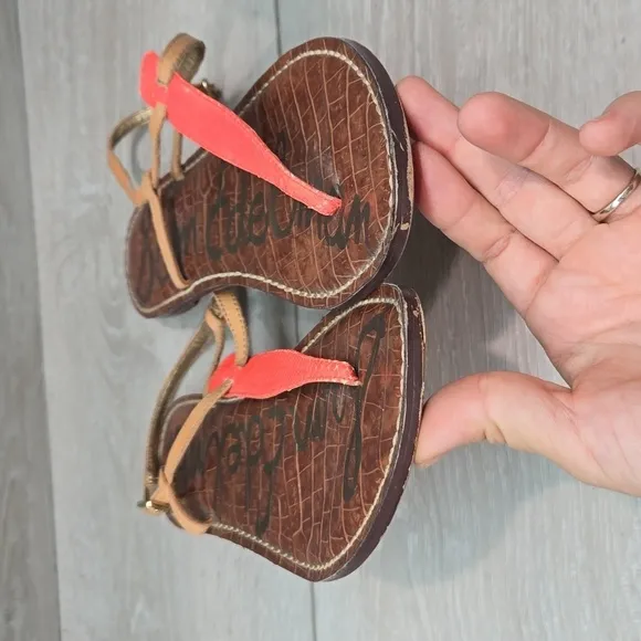 Sam Edelman Womens T strap Leather Thong Sandals Flats shoes sz 8.5M