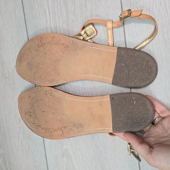 Sam Edelman Womens T strap Leather Thong Sandals Flats shoes sz 8.5M