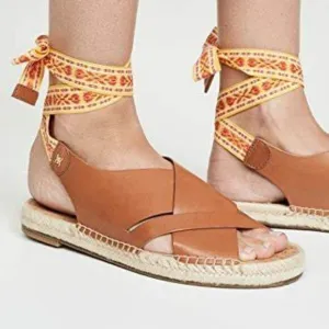 Sam Edelman 7 Womens Brown Leather Espadrilles Sandals Shoes