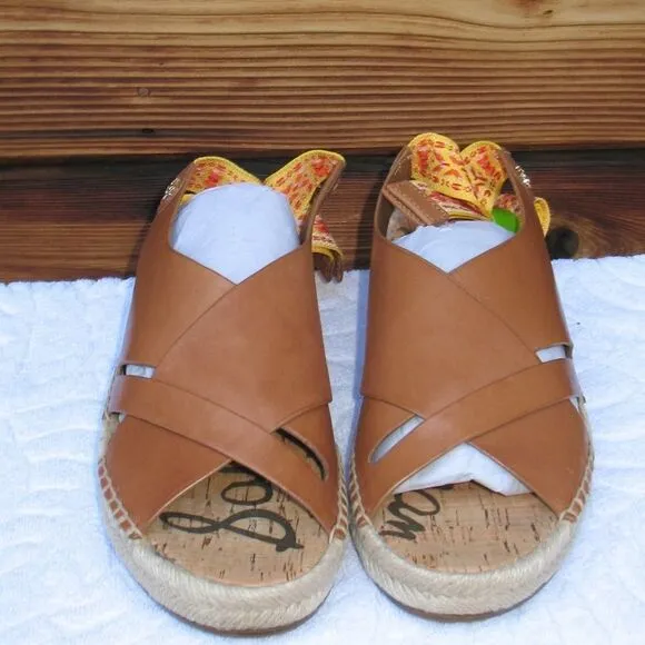Sam Edelman 7 Womens Brown Leather Espadrilles Sandals Shoes