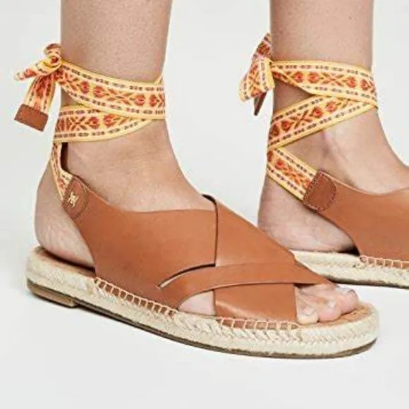 Sam Edelman 7 Womens Brown Leather Espadrilles Sandals Shoes