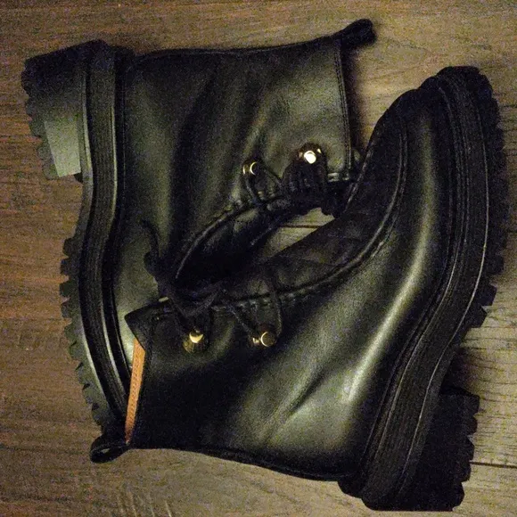 Sandro Eldorado Quilted Black Leather Lace-up Boots