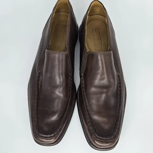SANDRO Leather Loafers Soft Comfort Gel Dark Brown Mens US 10.5 D