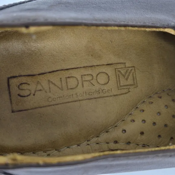 SANDRO Leather Loafers Soft Comfort Gel Dark Brown Mens US 10.5 D