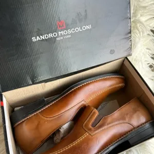 Sandro Moscoloni Brown Leather Loafers Slip-Ons