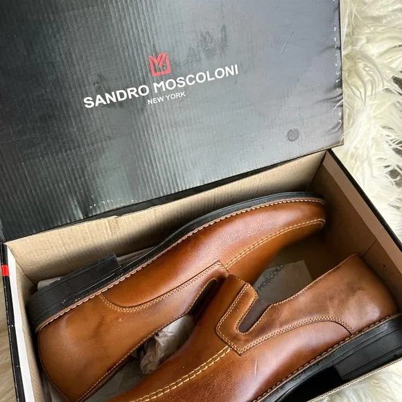 Sandro Moscoloni Brown Leather Loafers Slip-Ons