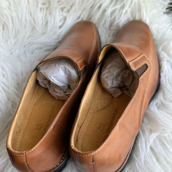 Sandro Moscoloni Brown Leather Loafers Slip-Ons