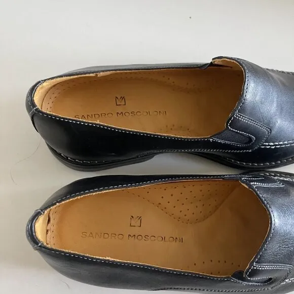 Sandro Moscoloni Mens EUC Black Leather Marc Venetian Dress Loafers Shoes Size 9