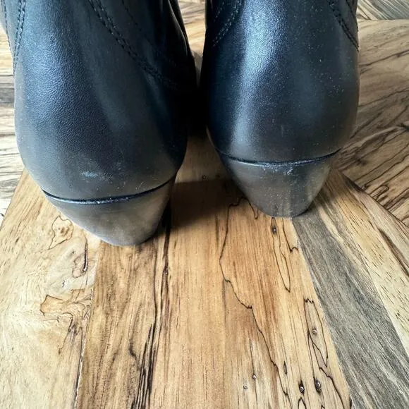 Sandro Quilted Leather Tall Cowboy Boots in Black