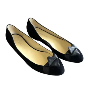 SARAH FLINT Gustavia Size 39/US 8.5 Black Calf Suede Origami Ballet Flats Italy