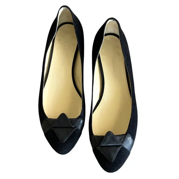 SARAH FLINT Gustavia Size 39/US 8.5 Black Calf Suede Origami Ballet Flats Italy