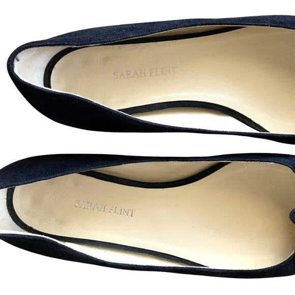 SARAH FLINT Gustavia Size 39/US 8.5 Black Calf Suede Origami Ballet Flats Italy