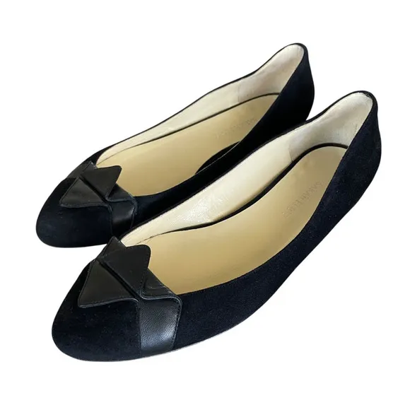SARAH FLINT Gustavia Size 39/US 8.5 Black Calf Suede Origami Ballet Flats Italy