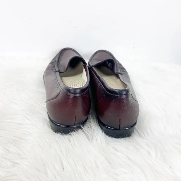 SAS 8.5 N Womens Brown Leather Diabetic Comfort Flats Loafers