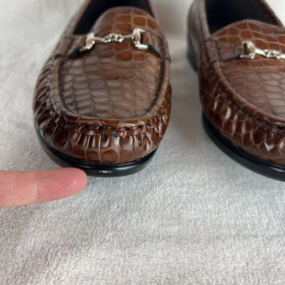 SAS Loafers 8 Womens‎ Brown Leather Horsebit Tripad Comfort USA Croc Embossed