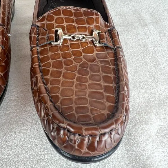 SAS Loafers 8 Womens‎ Brown Leather Horsebit Tripad Comfort USA Croc Embossed