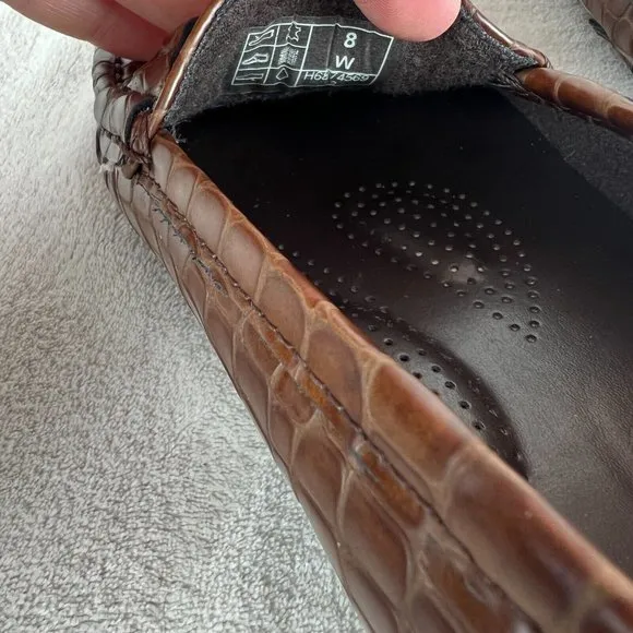 SAS Loafers 8 Womens‎ Brown Leather Horsebit Tripad Comfort USA Croc Embossed
