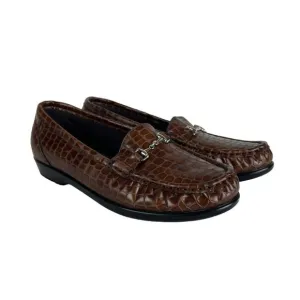 SAS Loafers 8 Womens‎ Brown Leather Horsebit Tripad Comfort USA Croc Embossed