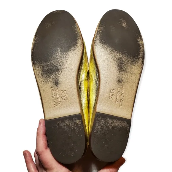 SAS Tripad Comfort Shiny Metallic Gold Wink Leather Penny Loafers 7M