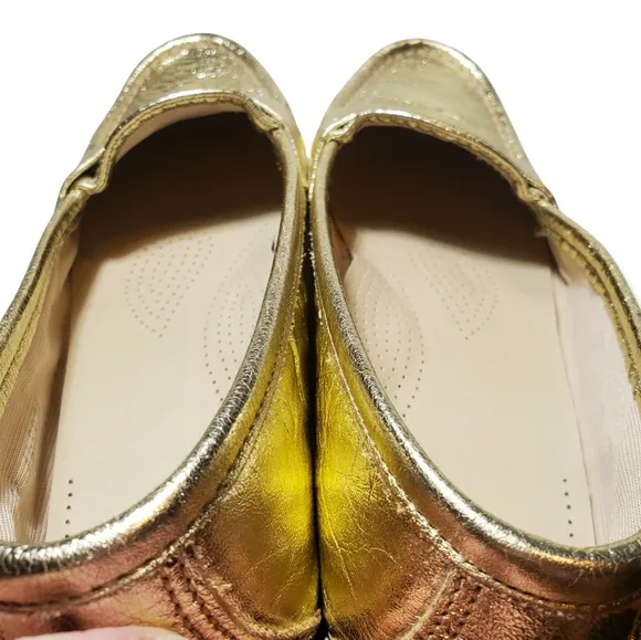SAS Tripad Comfort Shiny Metallic Gold Wink Leather Penny Loafers 7M
