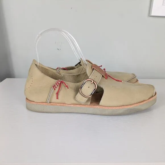 Satorisan Benirras Shoe Sandals 40 8.5 Leather Tan Brown Buckle Boho Artsy Beige