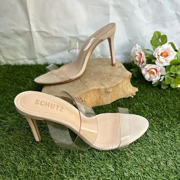 SCHUTZ Arielle clear strap Natural Sandal Size 6.5 new women’s retail $160