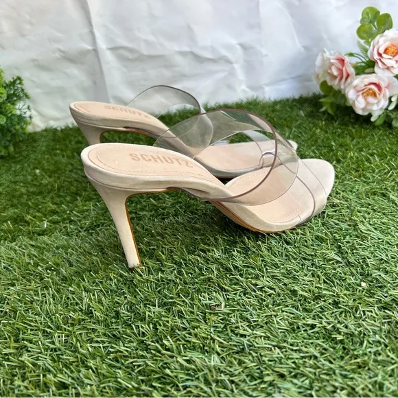 SCHUTZ Arielle clear strap Natural Sandal Size 6.5 new women’s retail $160