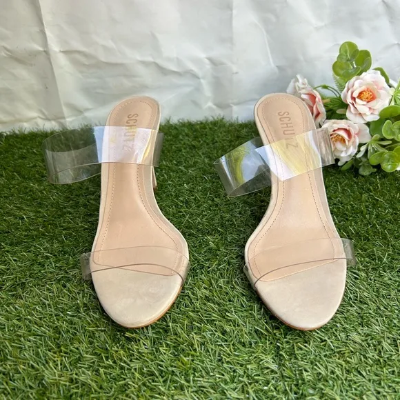 SCHUTZ Arielle clear strap Natural Sandal Size 6.5 new women’s retail $160