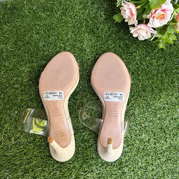 SCHUTZ Arielle clear strap Natural Sandal Size 6.5 new women’s retail $160