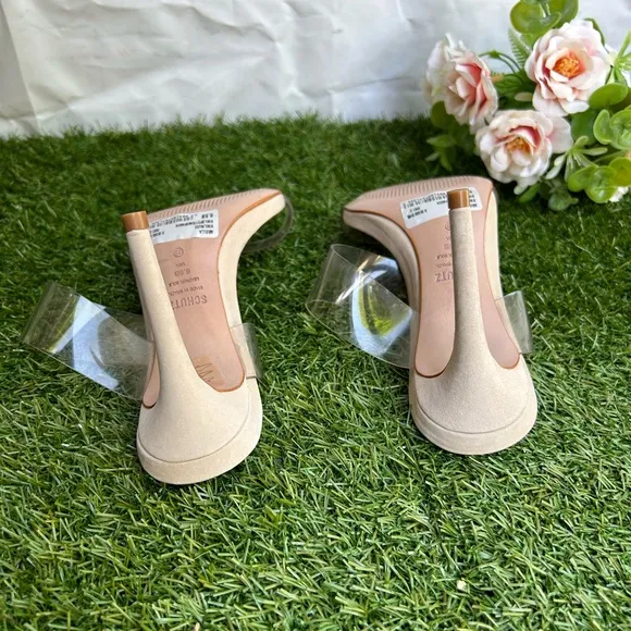 SCHUTZ Arielle clear strap Natural Sandal Size 6.5 new women’s retail $160