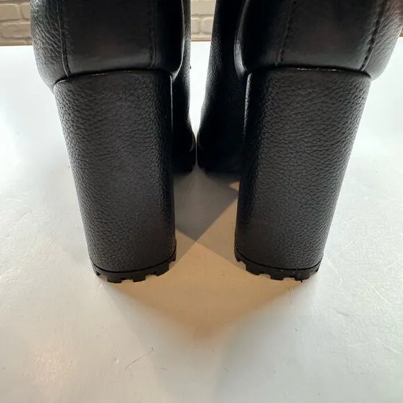 Schutz Zhara Black Leather Sherpa Lined Heeled Lace up Boots NEW Size 7