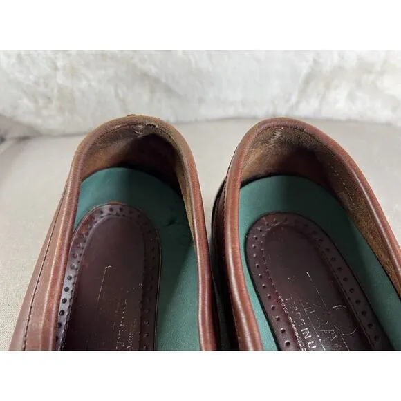 Sebago Men’s Moc Toe Rubber Sole Brown Leather Penny Loafers Size 10