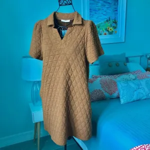 See and Be Seen Quilted Puff Sleeve Dress Sz S