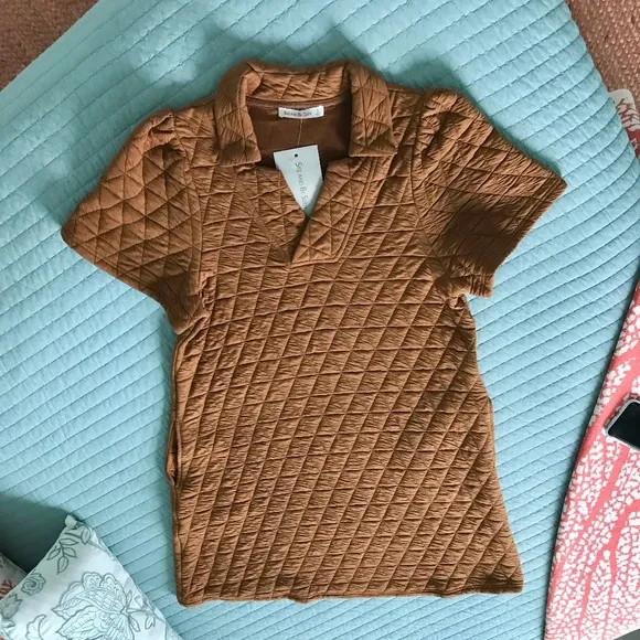 See and Be Seen Quilted Puff Sleeve Dress Sz S