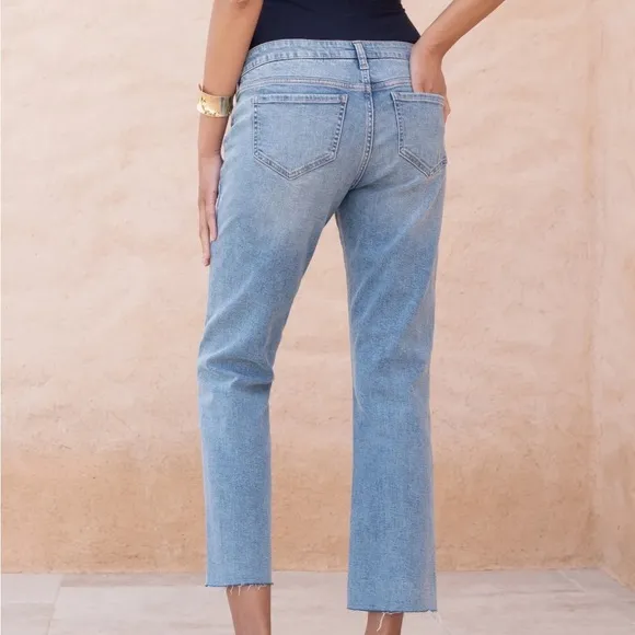 Seraphine Delta Over Bump Frayed Hem Maternity Jeans - Organic Cotton - 10 Tall