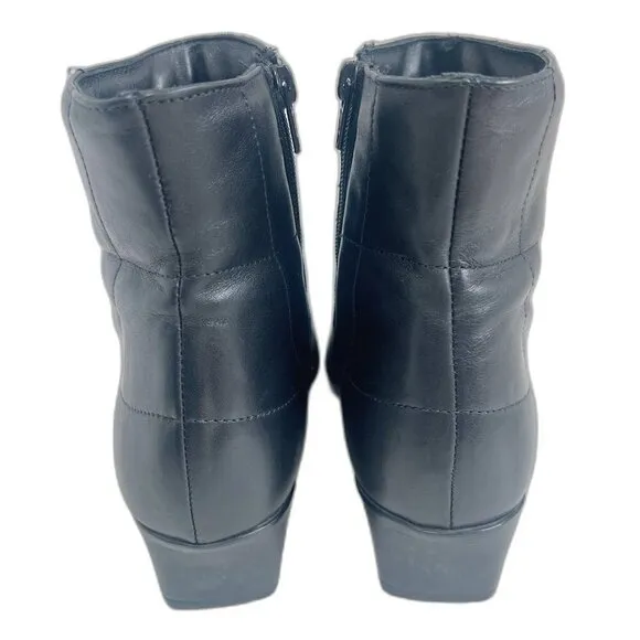 Sesto Meucci y2k Vintage Black Leather Square Toe Booties Quilted Boots Size 8.5