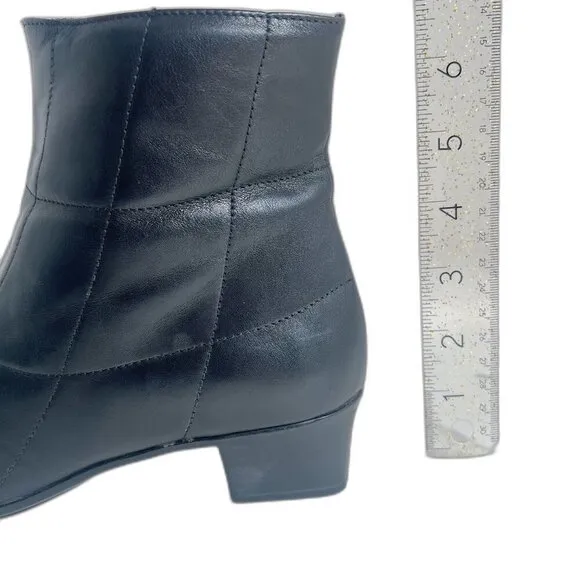Sesto Meucci y2k Vintage Black Leather Square Toe Booties Quilted Boots Size 8.5