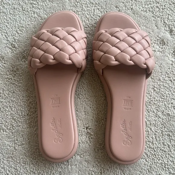 Seychelles Bellissima Woven Leather Sandals Slides in Nude V-Leather Size 8.5