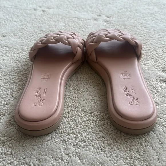 Seychelles Bellissima Woven Leather Sandals Slides in Nude V-Leather Size 8.5